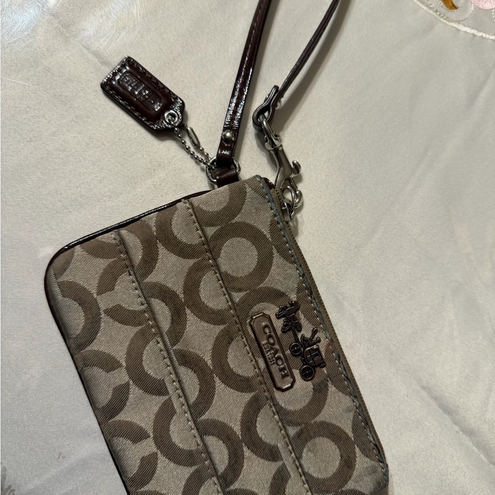 Coach Signature Brown Wristlet